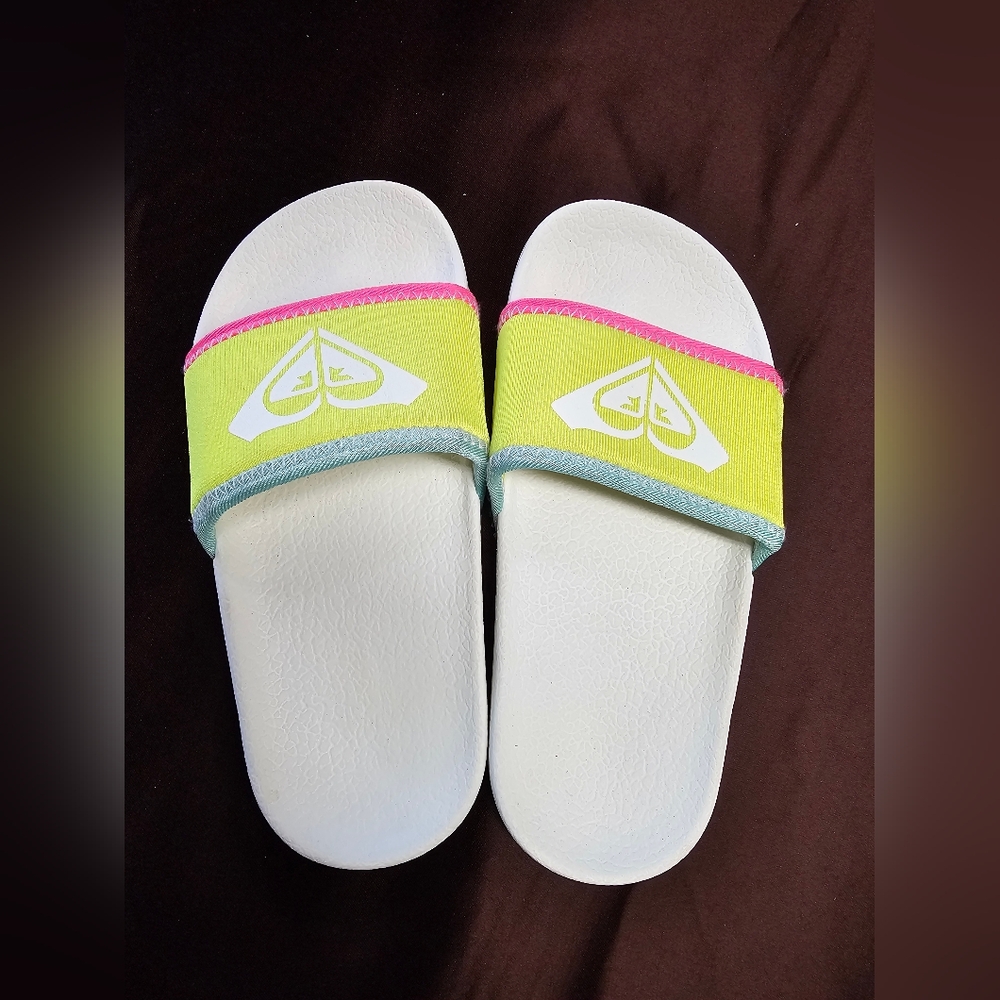 Roxy Girls Slide Sandals White Multicolor